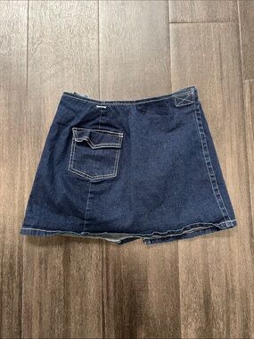 Arizona Jean Company Dark Blue Denim Mini Skirt with Patch Pocket